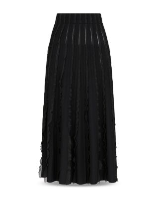 Midi A Line Skirt with Vertical Ruffle Detail