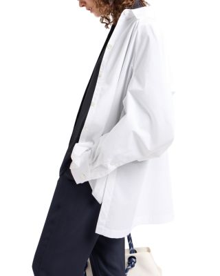Creponne Long Sleeve Button Down Blouse with Guru Collar