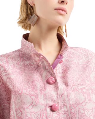 Landscape Tonal Print Shiny Jacquard Jacket