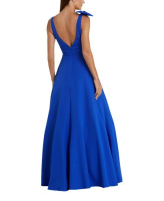 Crepe Sleeveless V Neck Ballgown with Bow