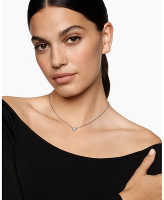 Puffy Heart Pendant Necklace in Sterling Silver with Diamonds, 7.8mm