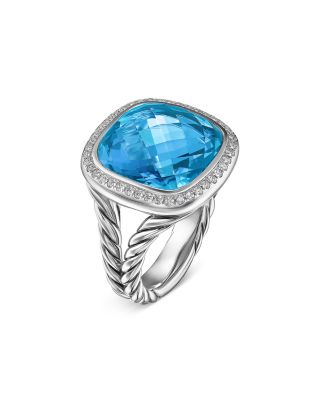 Albion&reg; Ring in Sterling Silver with Blue Topaz and Diamonds, 15mm