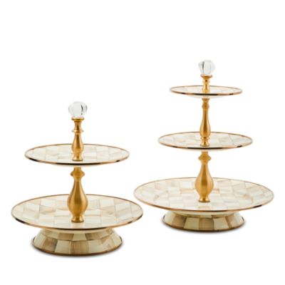 Mocha Check Three Tier Sweet Stand