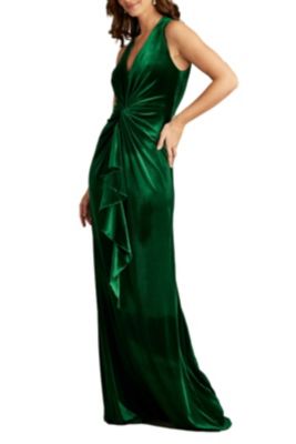 Cider Twist-Drape Velvet Gown