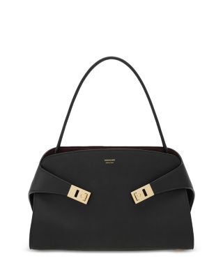 FERRAGAMO - Hug Soft Black Leather Handbag