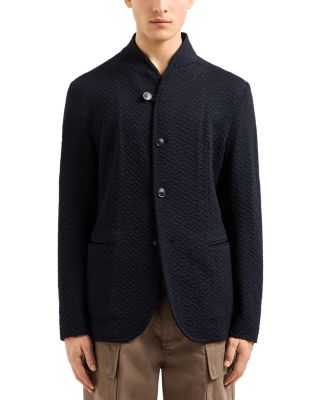 Regular Fit Chevron Jacquard Button Front Blazer