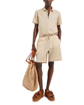 Partial Zip Woven Polo Shirt