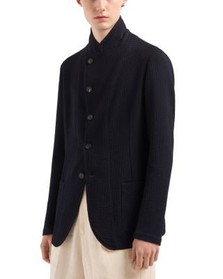 Emporio Armani - Regular Fit Asymmetric Textured Wool Blazer