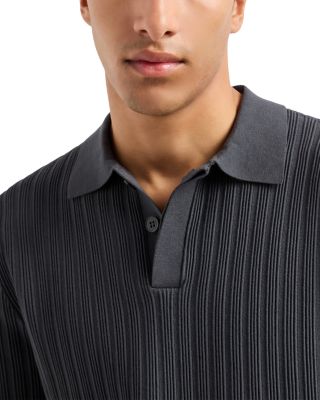 Ottoman Stitch Knit Pullover Polo Sweater 