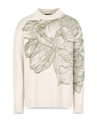 Plain Knit Embroidered Leaf Pullover Crewneck Sweater 