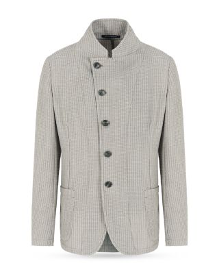 Regular Fit Asymmetric Textured Wool Blazer