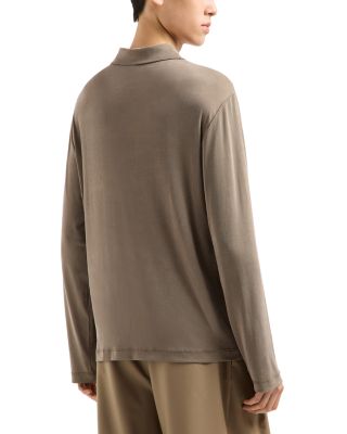 Textured Stretch Long Sleeved Polo Shirt