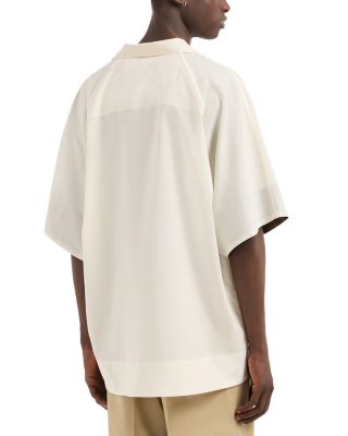 Light Wool Short Sleeved Oversized Fit Button Up Shirt