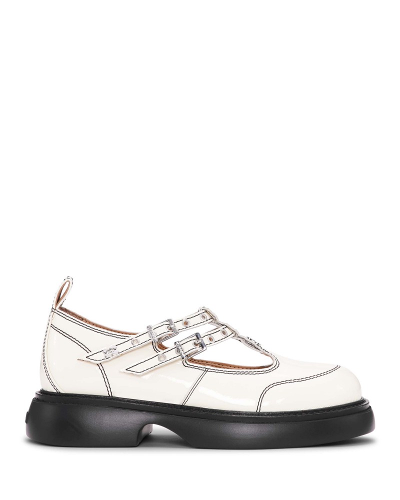 Ganni Women's Everyday Butterfly Mary Jane Shoes in Egret