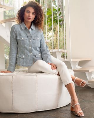 Liverpool Los Angeles Chambray Peplum Jacket | Bloomingdale's