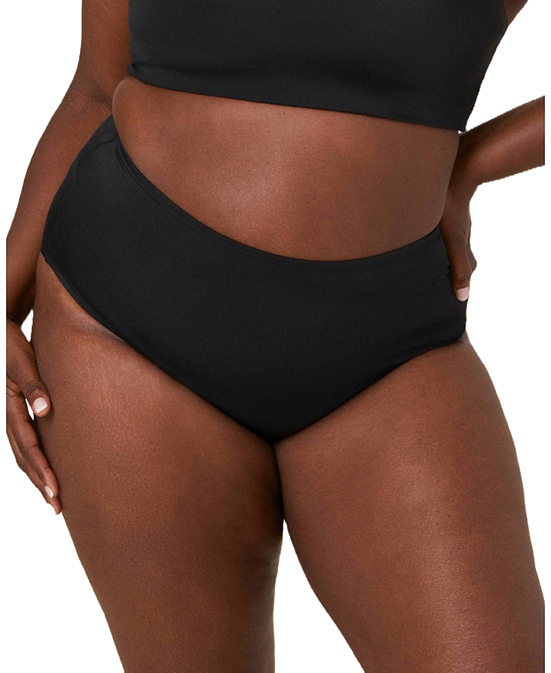Andie Plus Size High Waisted Bikini Bottom In Black