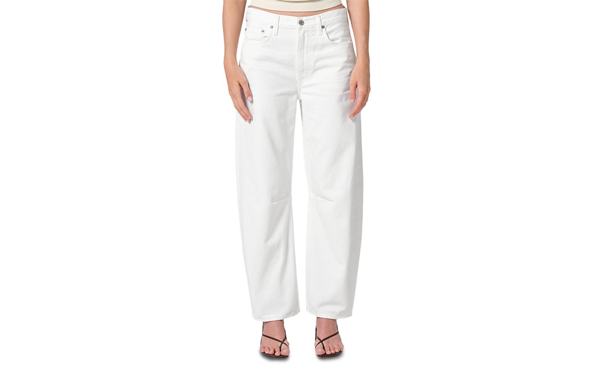Miro High Rise Ankle Barrel Jeans in Soft White