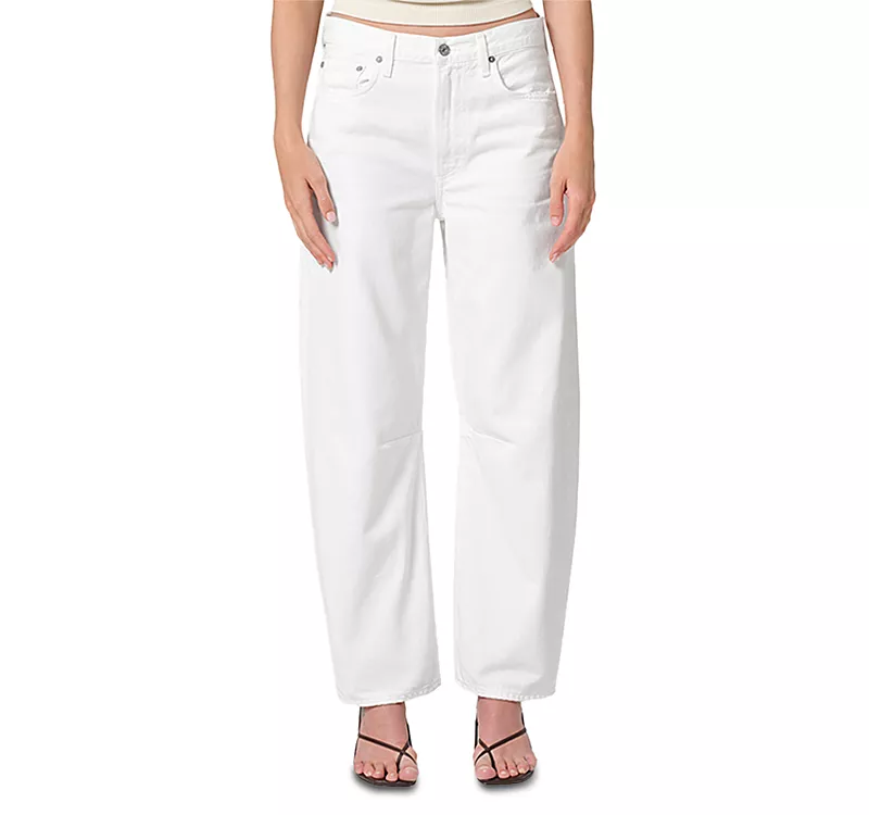 Citizens of Humanity Miro High Rise Ankle Barrel Jeans in Soft White