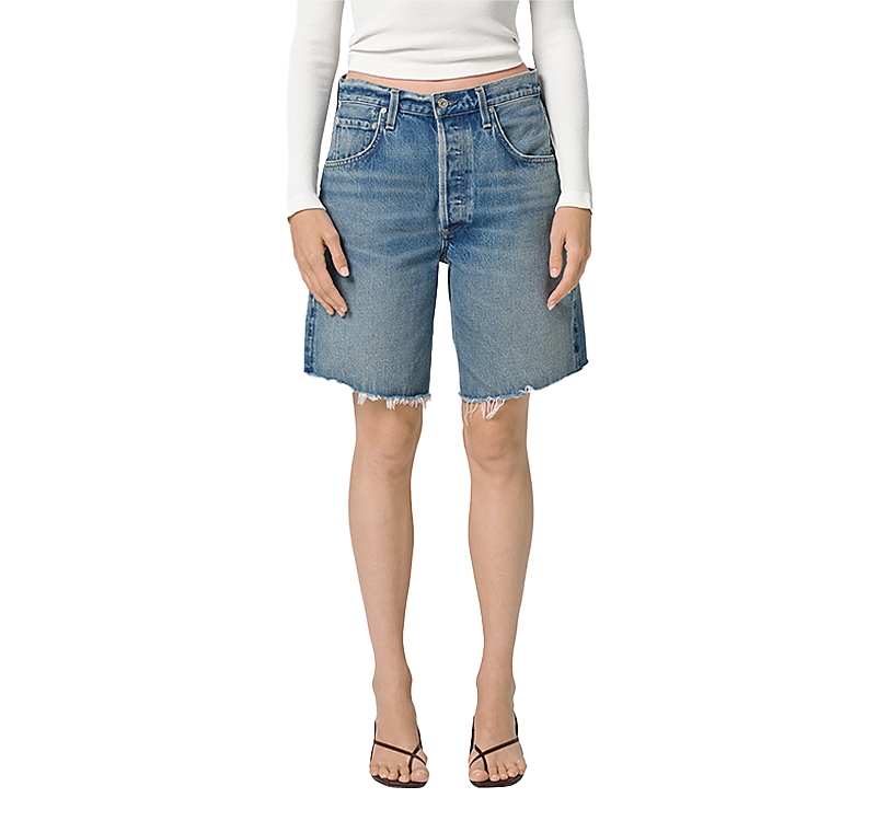 Citizen Of Humanity Citizens Of Humanity Ayla High Waist Raw Hem Cutoff Denim Bermuda Shorts In Bianca