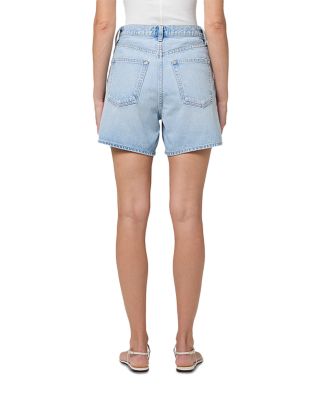 V Waist Mid Rise Denim Shorts in Backbeat