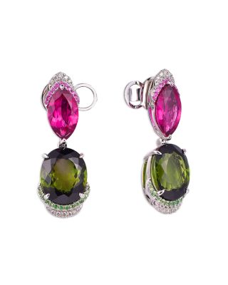 Bloomingdale's Fine Collection Multi-Precious Gemstones & Diamond Drop Earrings in 18K White Gold
