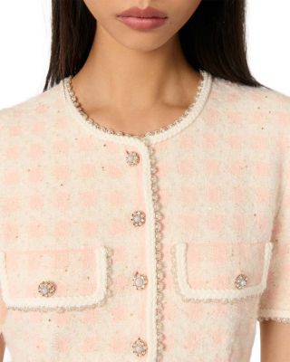 Tweed Effect Knit Short Dress