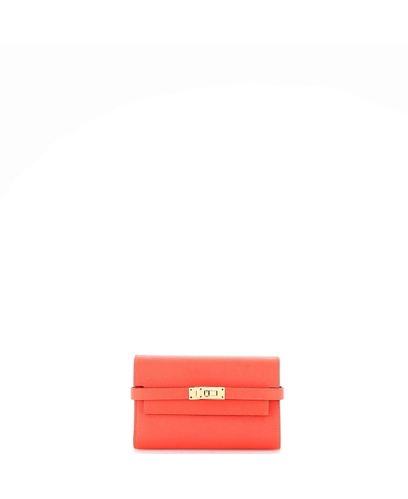 Pre-owned Pre-owned Hermes Hermes Medium Kelly Trifold Wallet Epsom In Red