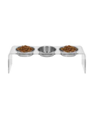Hiddin Medium Triple Bowl Pet Feeder, 1 Quart Bowls