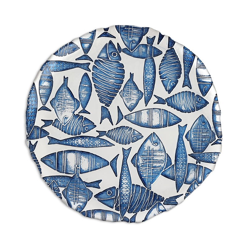 Vietri Isola Glass Round Platter In Blue