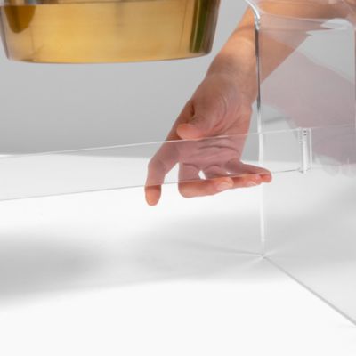 Tall Clear Triple Dog Bowl Feeder with 2 Quart Gold Bowls