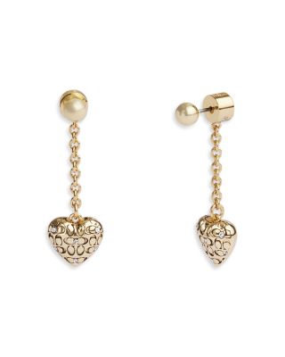 COACH - Signature Pav&eacute; Quilted Heart Front To Back Earrings
