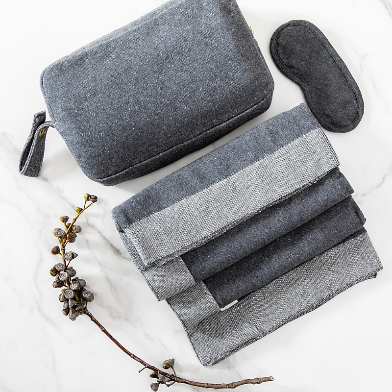 Pink Lemonade Reversible Solid Travel Set In Dark Grey