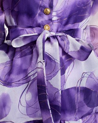 Organza Purple V Neck Tiered Dress