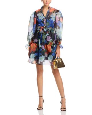 Organza V Neck Tiered Dress