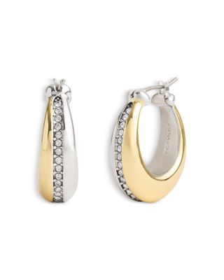 COACH - Pav&eacute; Tubular Huggie Hoop Earrings