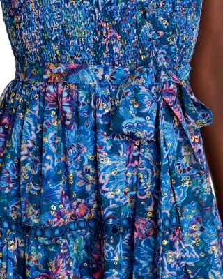 Metallic Floral Midi Dress - Exclusive