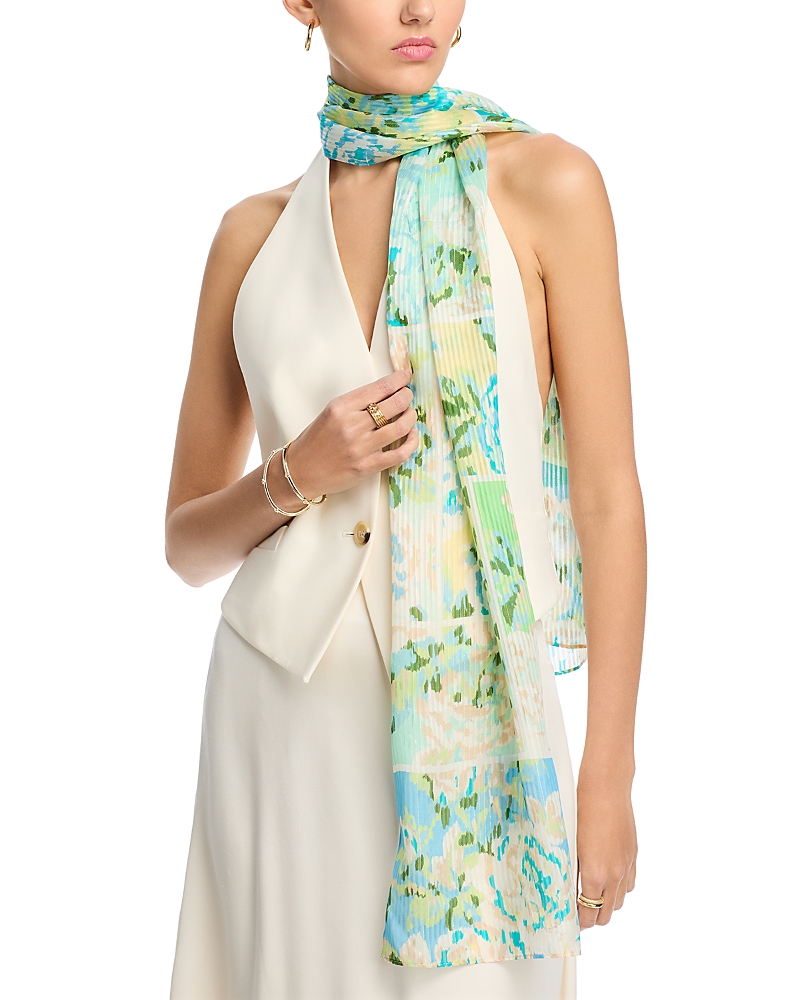 Echo Sparkle Floral Patch Oblong Scarf In Peony