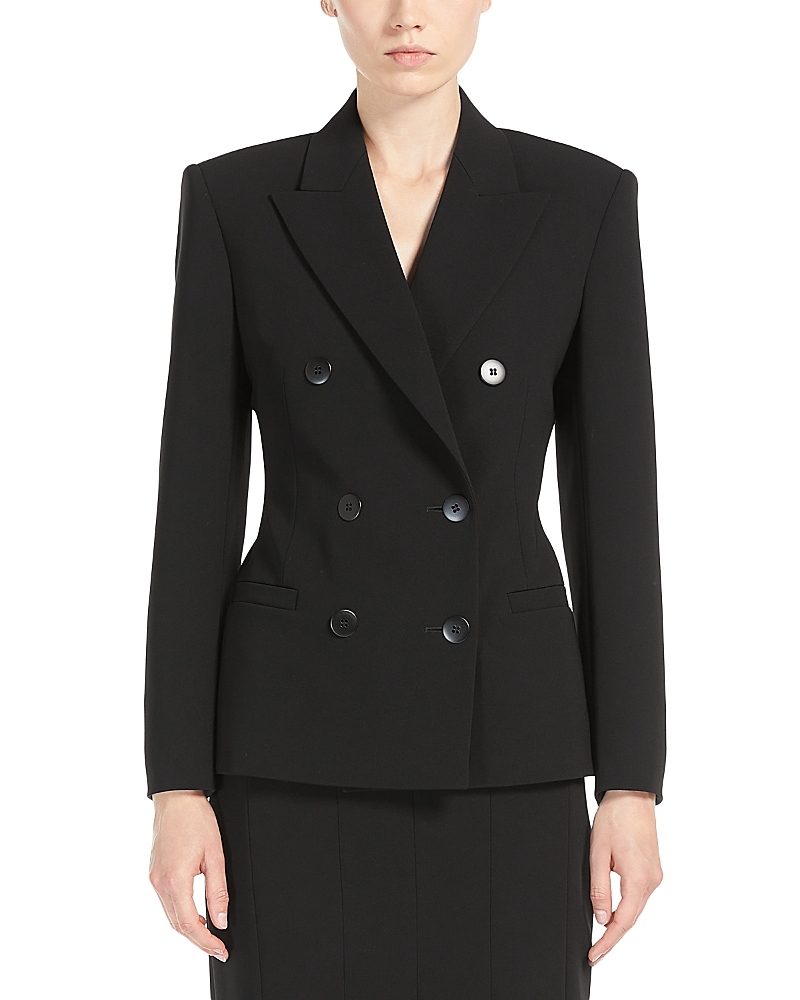Shop Max Mara Key Double Breasted Blazer In Black