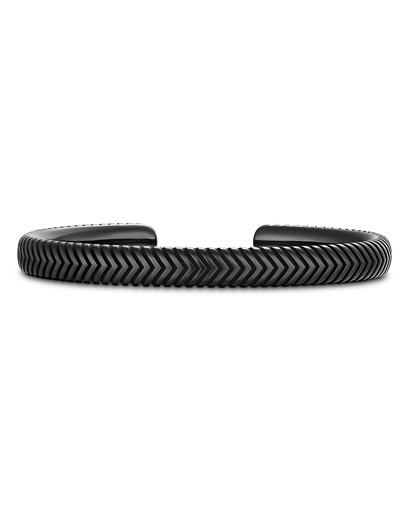 Men's Chevron Cuff Bracelet in Black Titanium, 8mm
