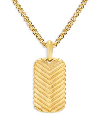 Men's Chevron Tag in 18K Yellow Gold, 27mm