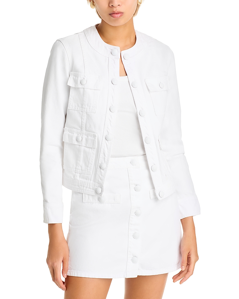 L'agence Kris Button Front Mini Skirt In White