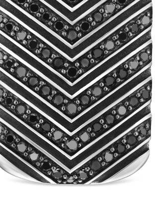 Men's Chevron Tag in Sterling Silver with Black Diamonds, 27mm