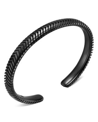 Men's Chevron Cuff Bracelet in Black Titanium, 8mm