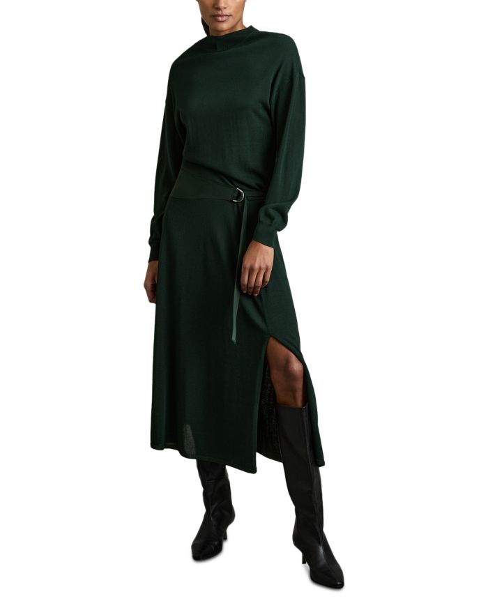 Alina Belted Knit Woven Dress