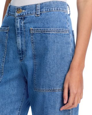 Farah High Rise Curved Knee Jeans in Indigo