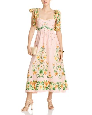 leo lin blue floral dress Lilith Tie Neck Maxi Dress