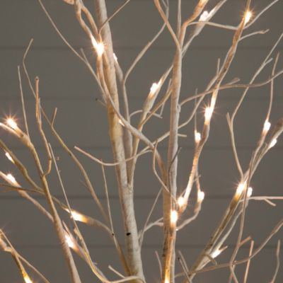 6&#39; Pre Lit Artificial White Birch Tree with 90 White LED Lights