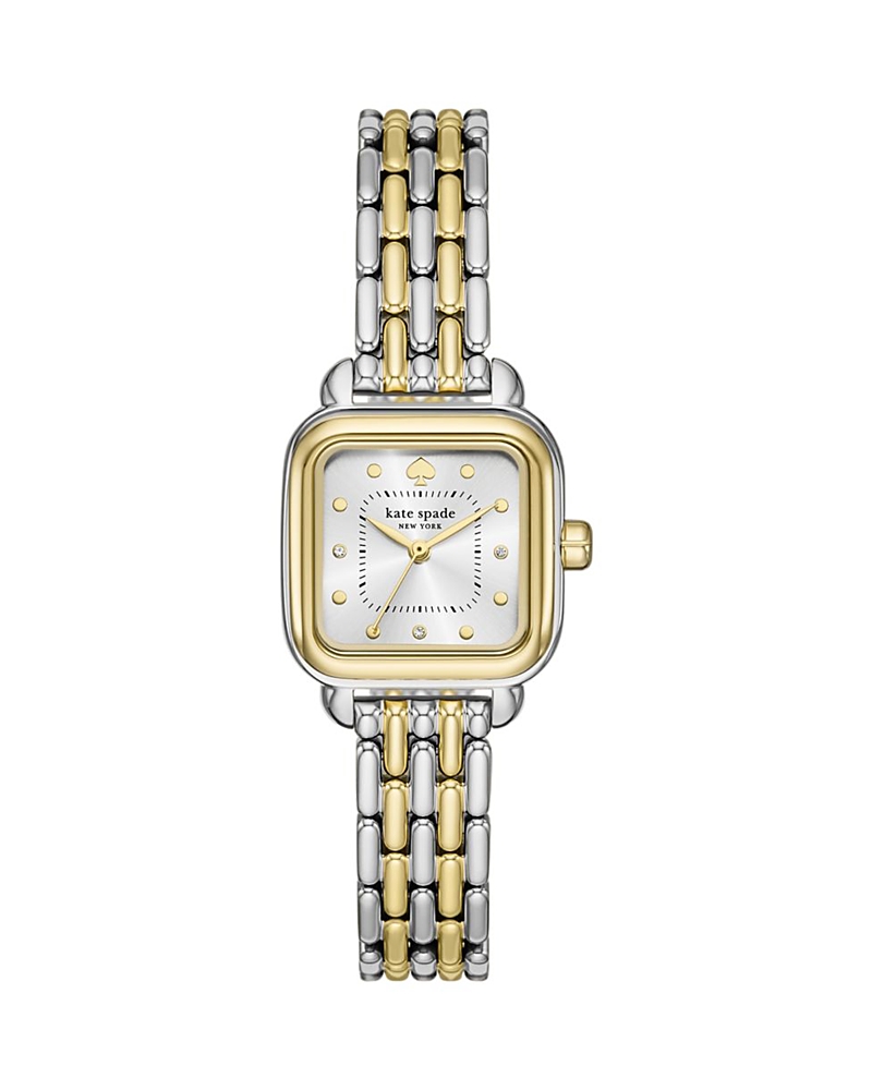 Kate Spade Women's Gracie Square Three-hand Two-tone Stainless Steel Watch, 25mm In Silver/two Tone