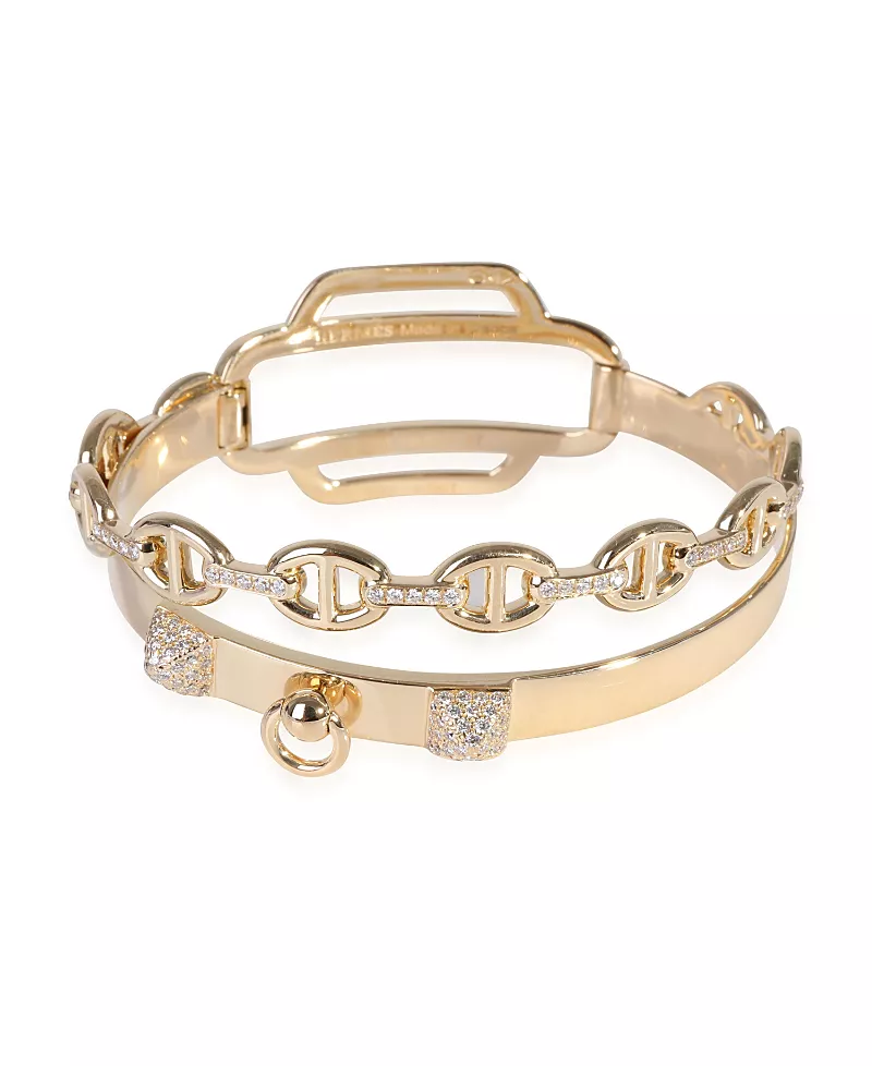 Pre-Owned HERMES Double Tour 18k Yellow Gold Bracelet