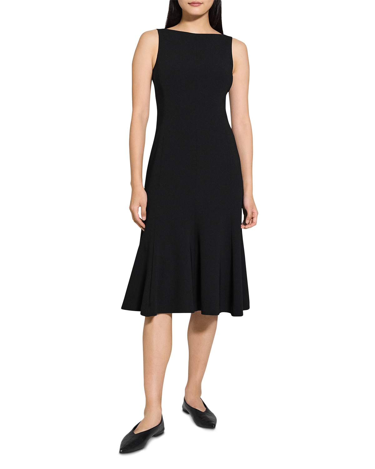 Theory Crepe Midi Dress in Black